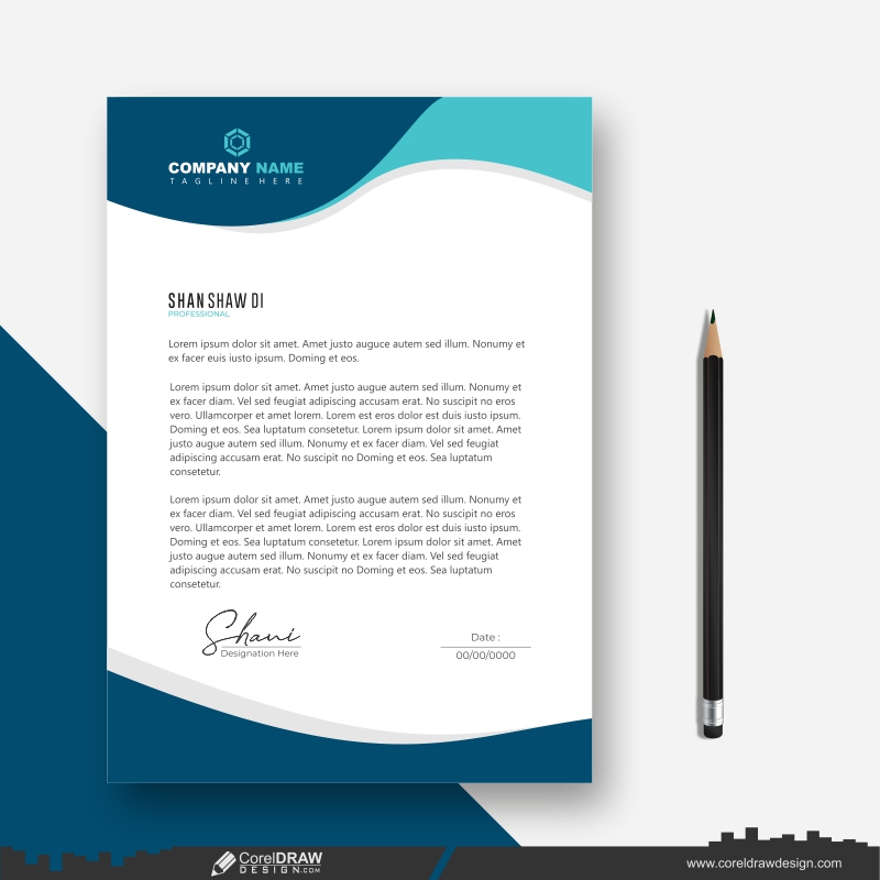  blue modern letterhead business template vector design