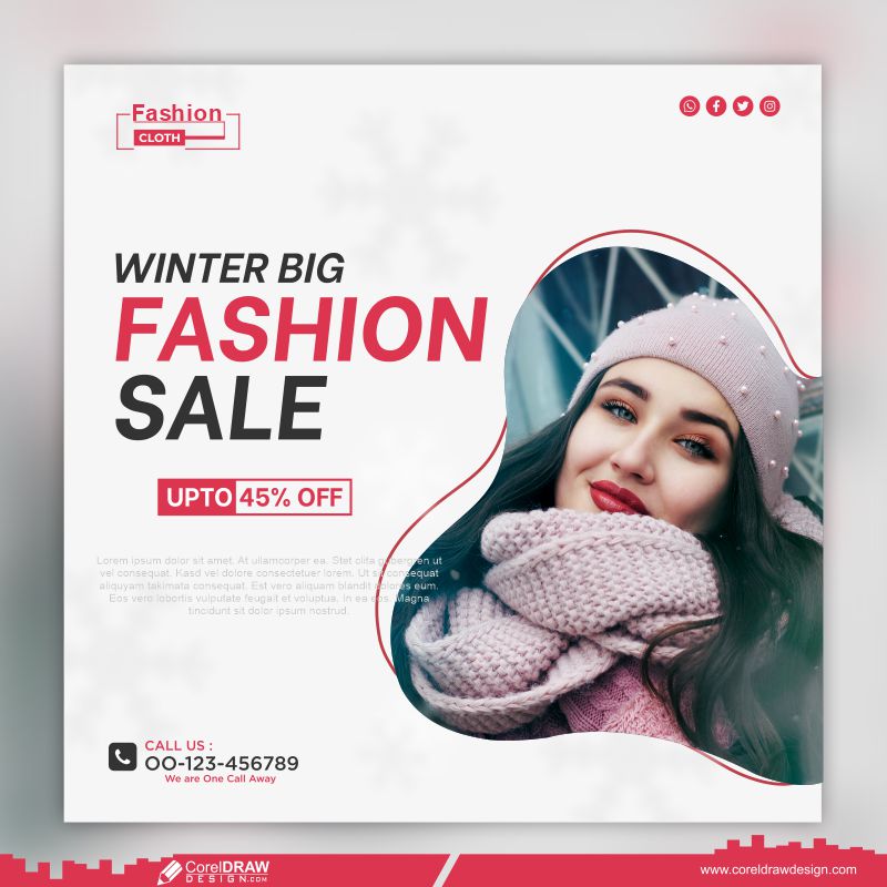  Free Vector Winter Fashion Season Sale Banner Design