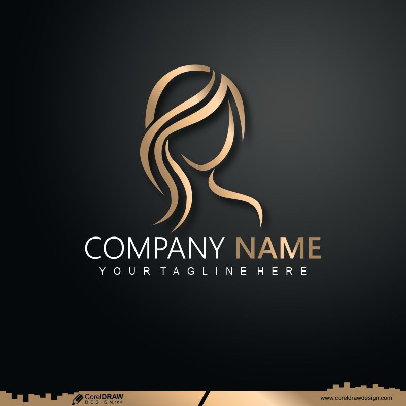  Hair & Beauty Salon Golden Circle Logo Design Free Cdr Vector