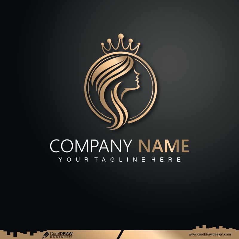  Hair Or Beauty Salon Golden Circle Logo Design Free Cdr Vector