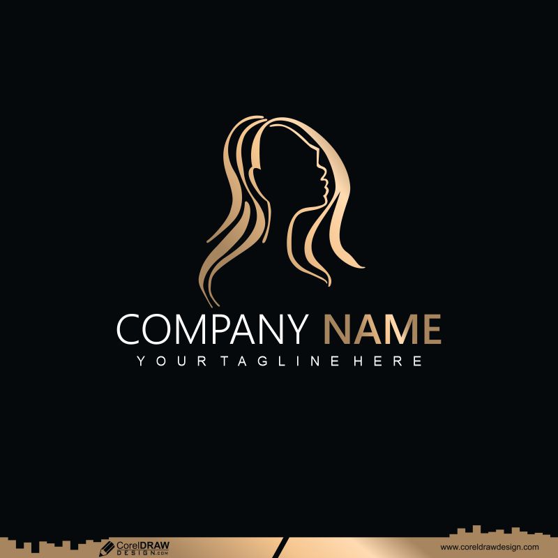  Hair Or Beauty Salon Golden Logo Design Free Cdr Vector