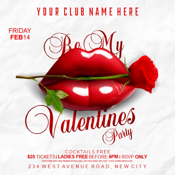 14 Febuary Valentines Day 2025 Party Banner CDR File Download For Free