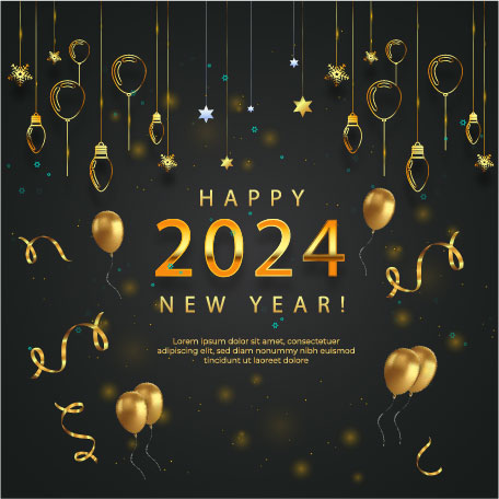 2024 HAPPY NEW YEAR Design For Adobe illustration Design For Free