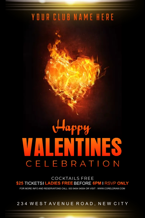 2025 Happy Valentines Day Party Flyer Social Media Post CDR Design Download For Free