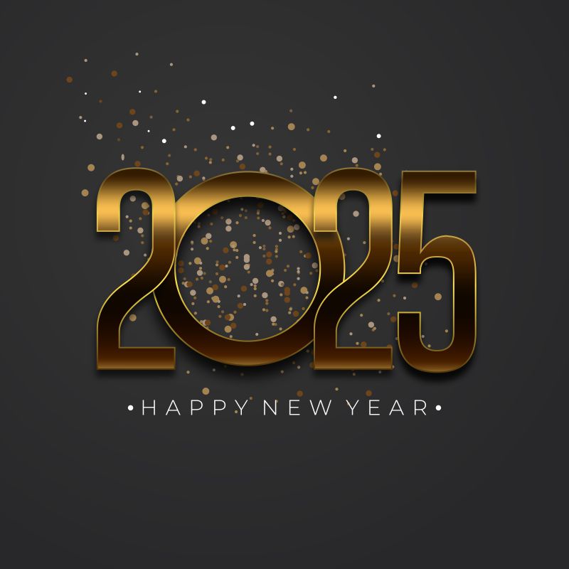 2025 New year celebrations gold realistic metal Premium Vector