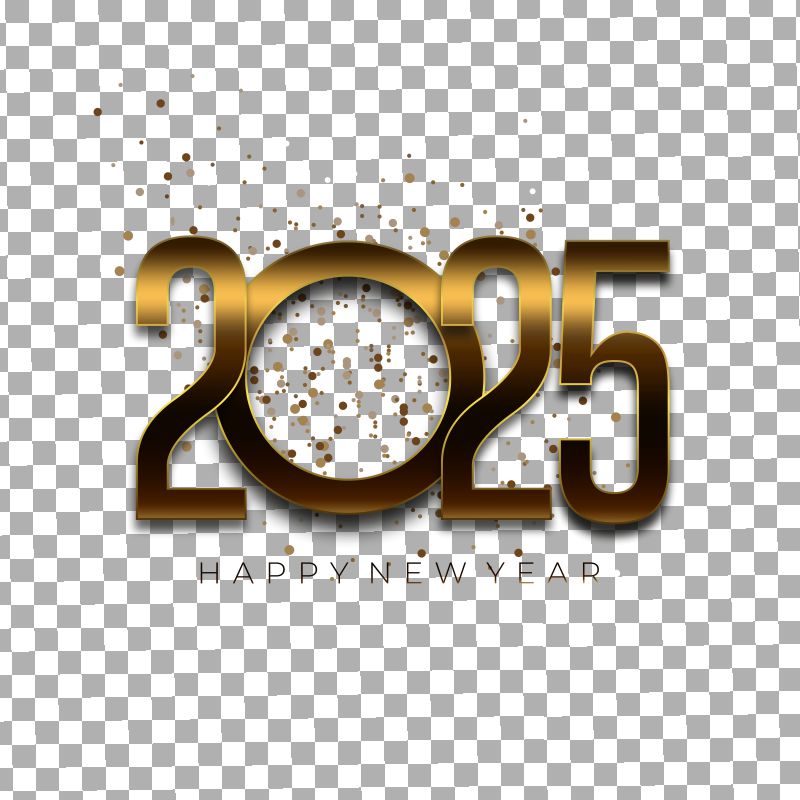 2025 New year celebrations light gold realistic metal Premium png