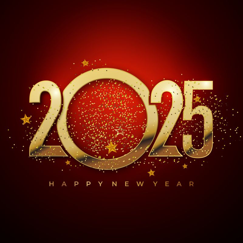 2025 New year celebrations light gold realistic metal Premium Vector