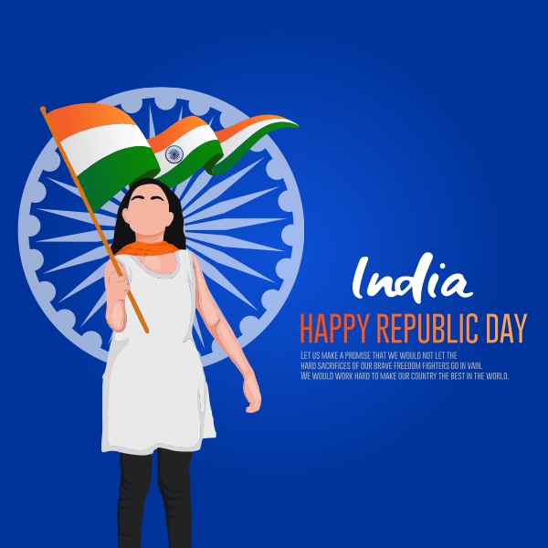 26 January 2025 Republic Day Banner With Girl illustration Free CDR File Download Now