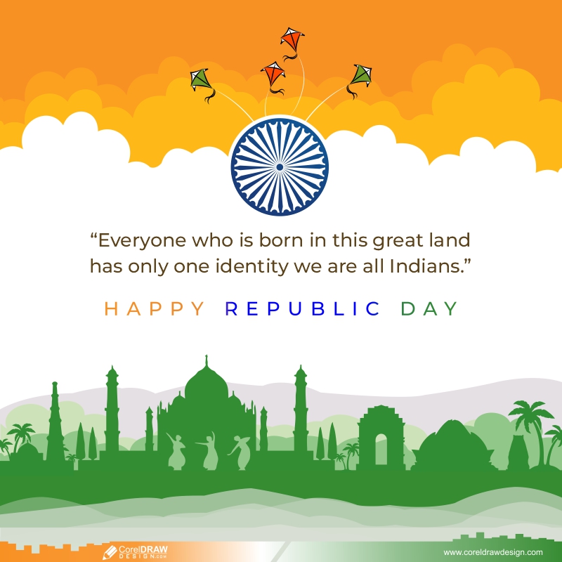 26 January Happy Republic Day 2024 Celebration, Wishes, Quotes Republic Day Vector Image