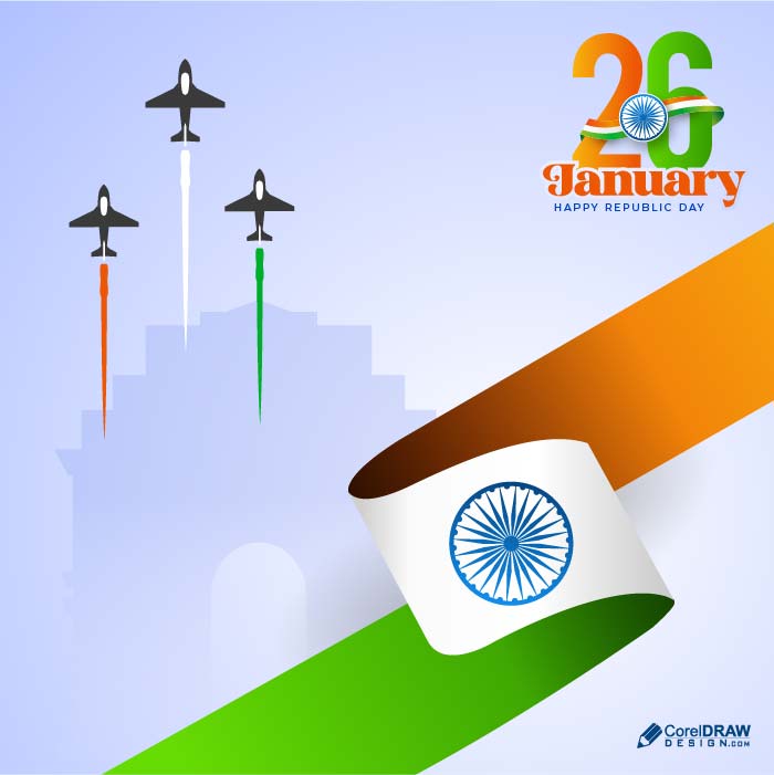 26 january republic day in India celebration on illustration vector background