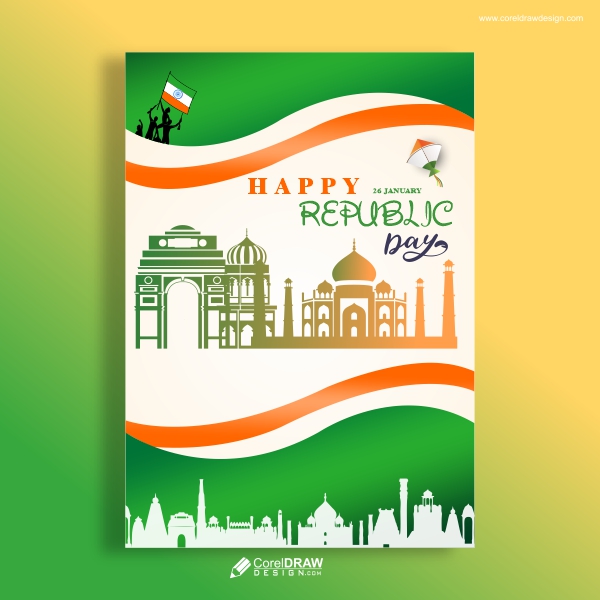 26 january Republic day vector card and background design for free