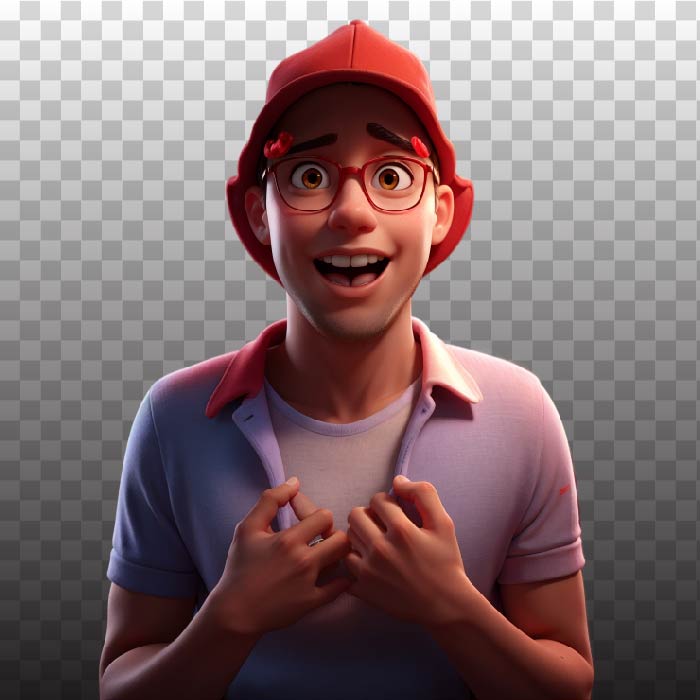 3D Animation Style 3d illustration of person with red hat transformed