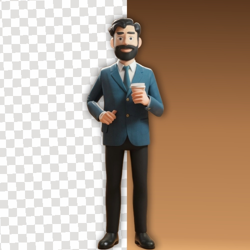 3D Business Man Character With Coffee High Quality Png Download For Free