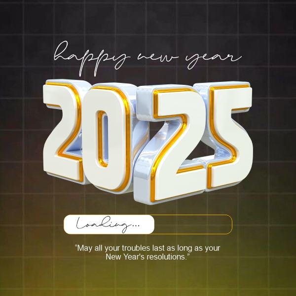 3D Happy New Year 2025 CDR Social Media Template Download For Free