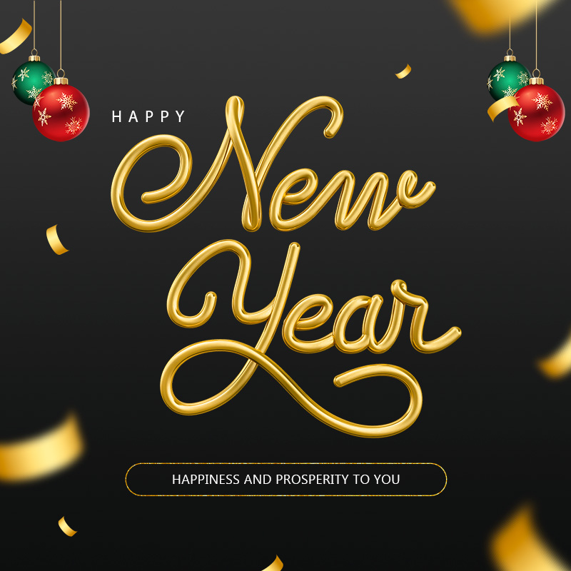 3D Happy New Year 2025 Gold Text Banner PSD Download For Free