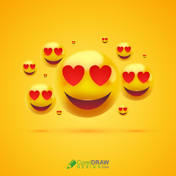 3D Love Reaction Emoji Vector