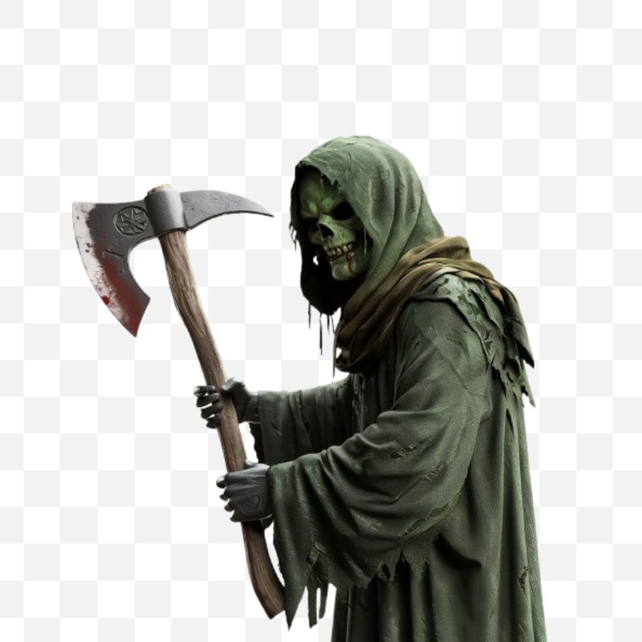 3D Render Of Green Grim Reaper Png Download For Free