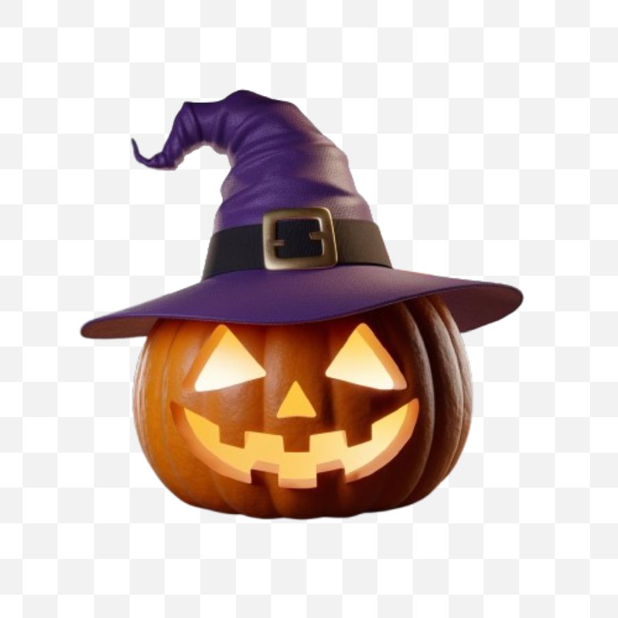 3D Render Of Pumpkin Wearing Witch Hat Hd Png Download For Free