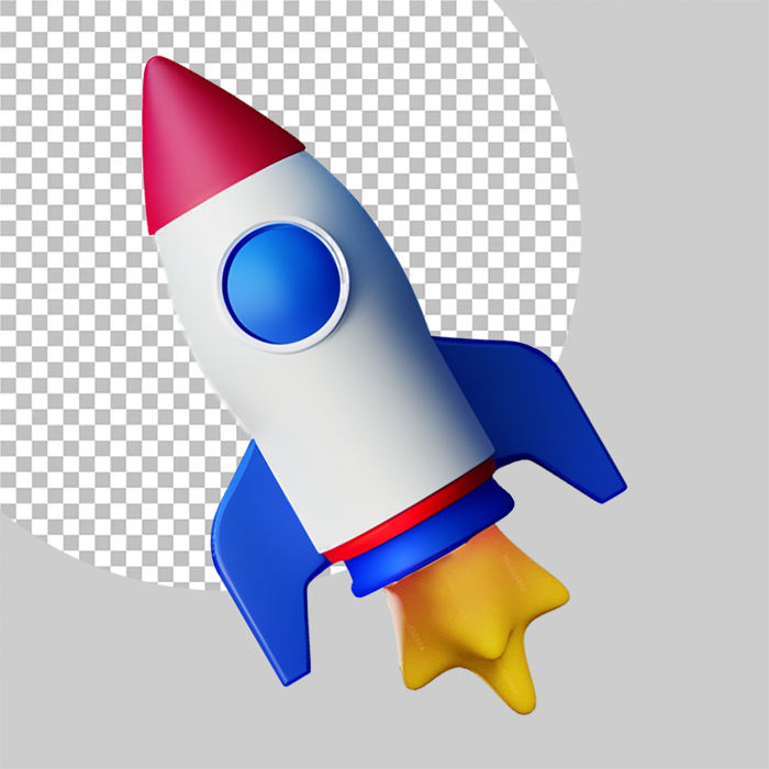 3d rendered spaceship rocket with smoke