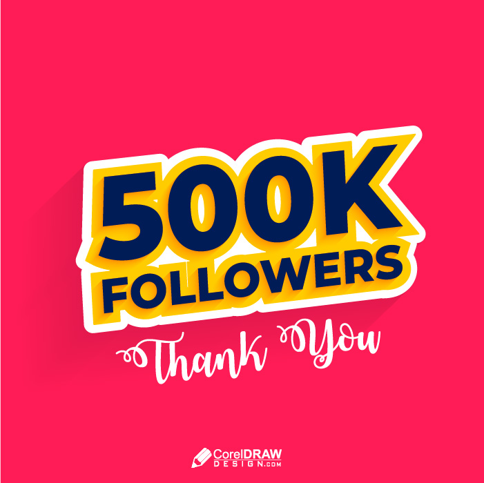 500K followers thank you vector template