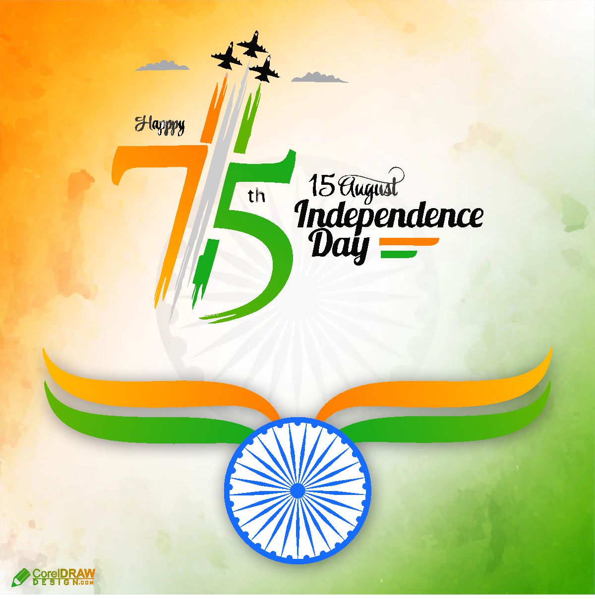 Download 75th indian independence day greeting with fighter plane ...