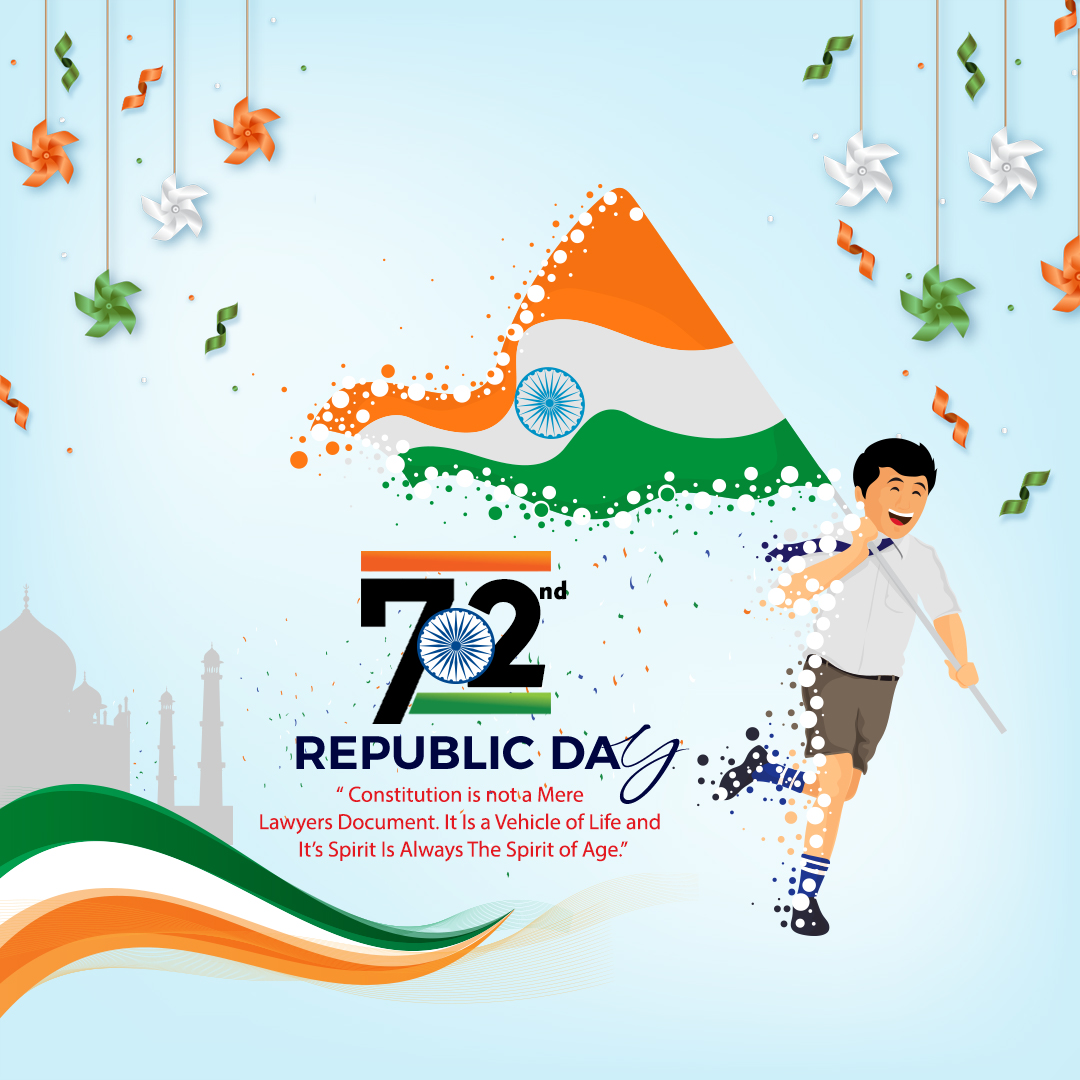 A Boy with Indian Flag 72nd Indian Republic Day Celebration Banner, Free Psd