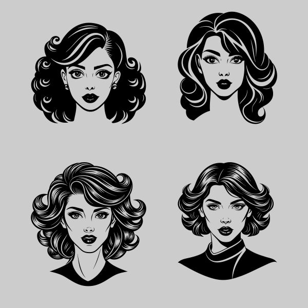 A Set of Female Portraits With Hairstyles Free Vector download now