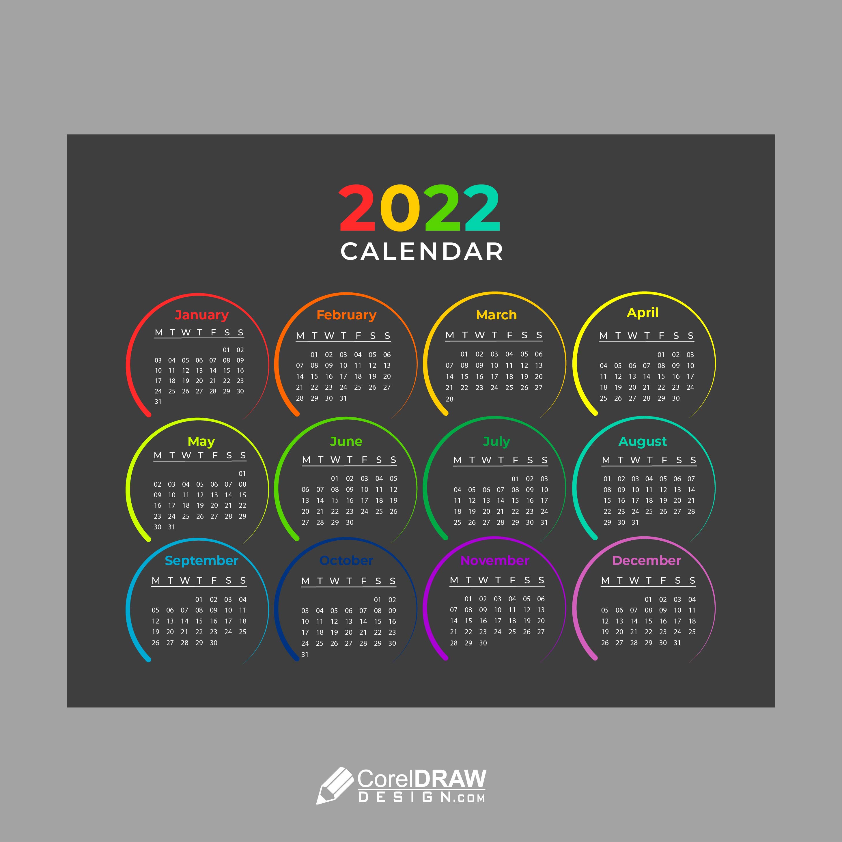 Abstract 2022 Calendar Vector Template