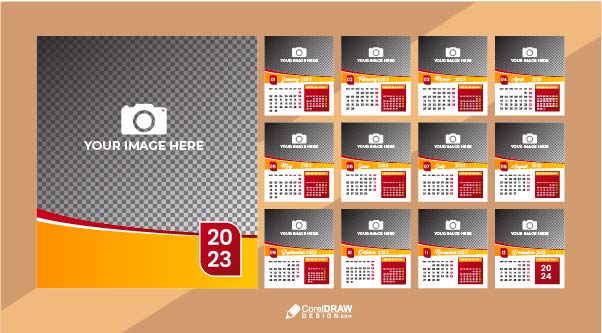 Abstract 2023 gradient premium corporate desk calendar vector free