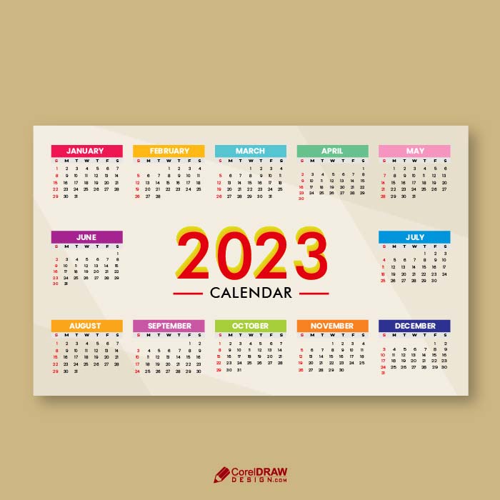 Abstract 2023 multicolor calendar vector 