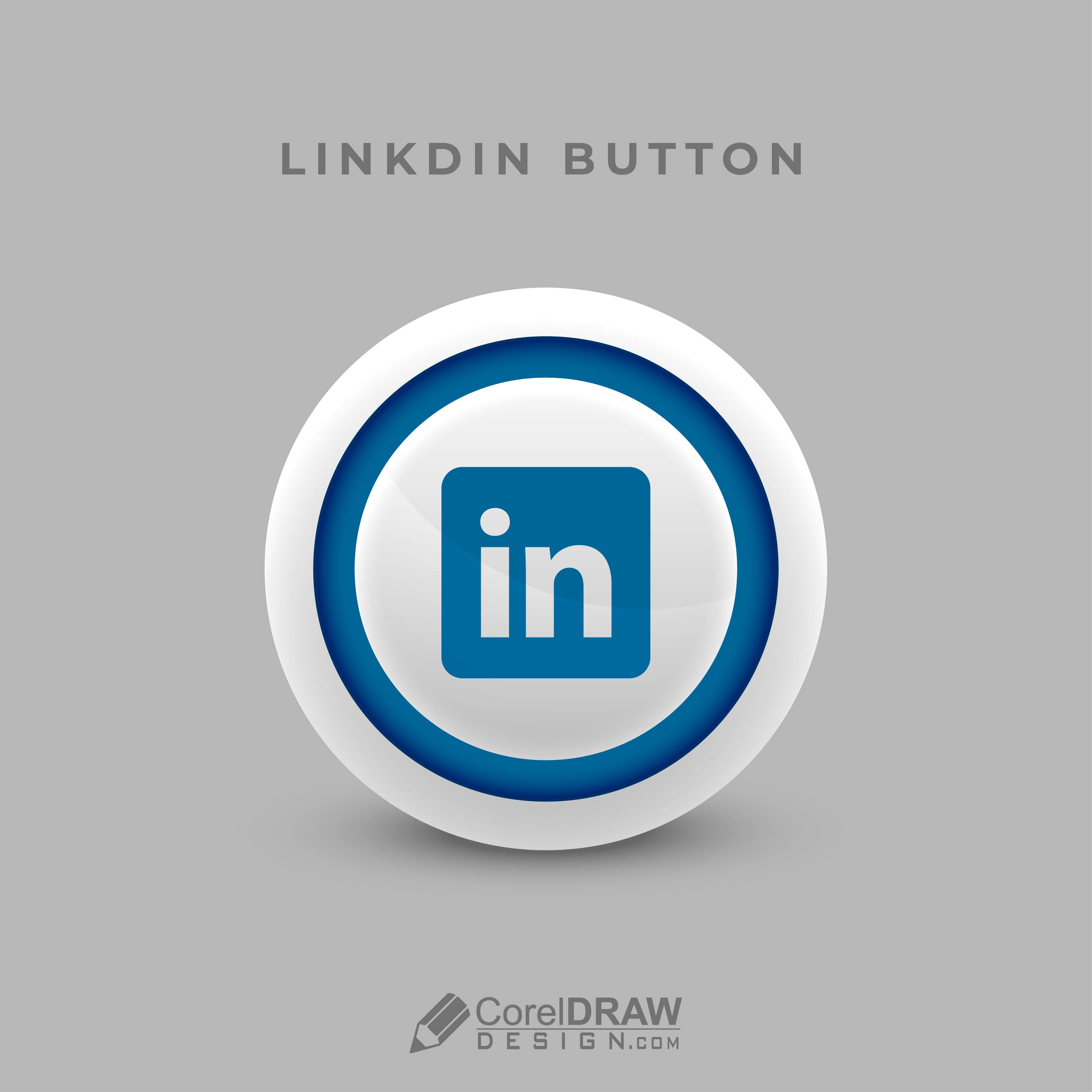 Abstract 3d Social Media Linkdin Icon Button Vector