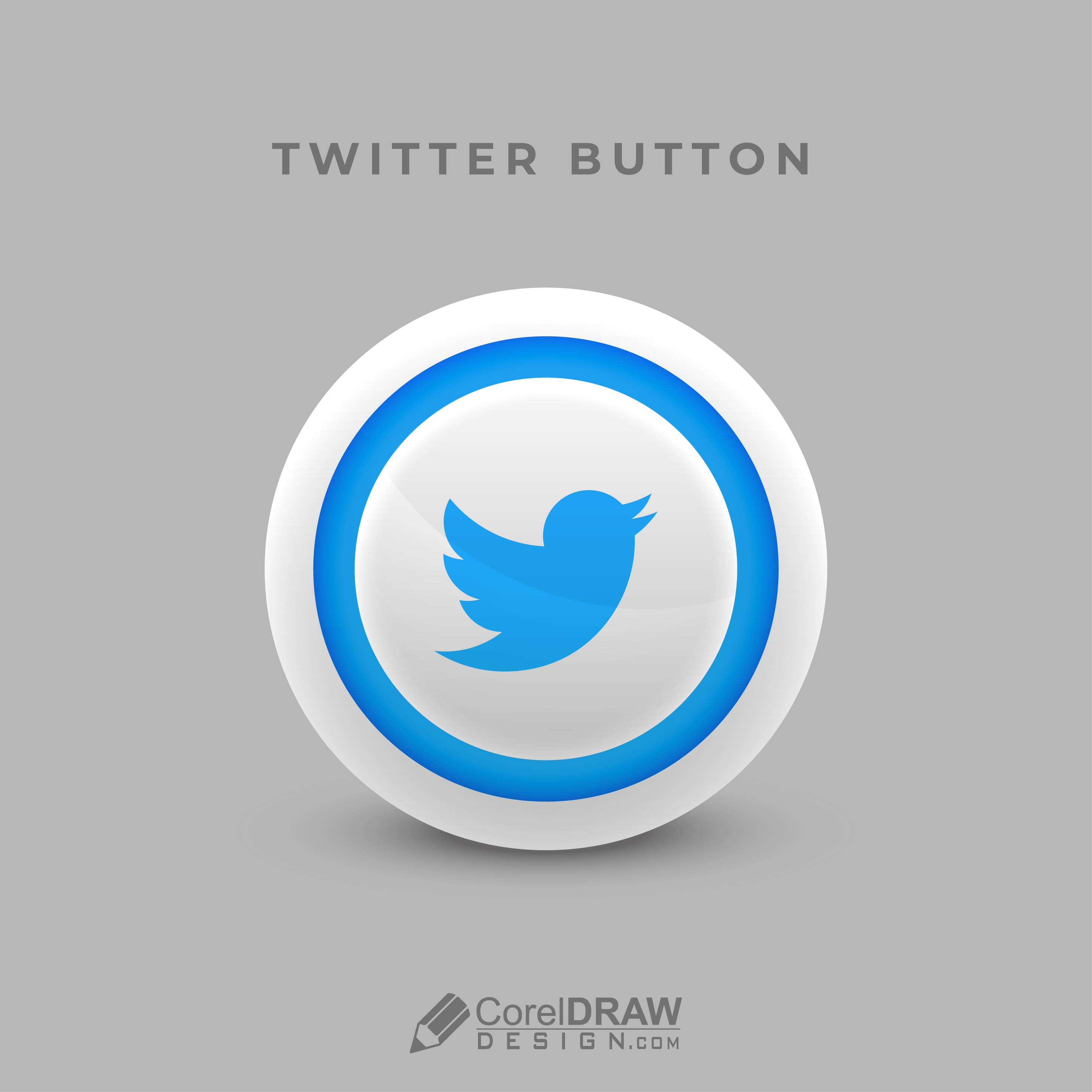 Abstract 3d Social Media Twitter Icon Button Vector