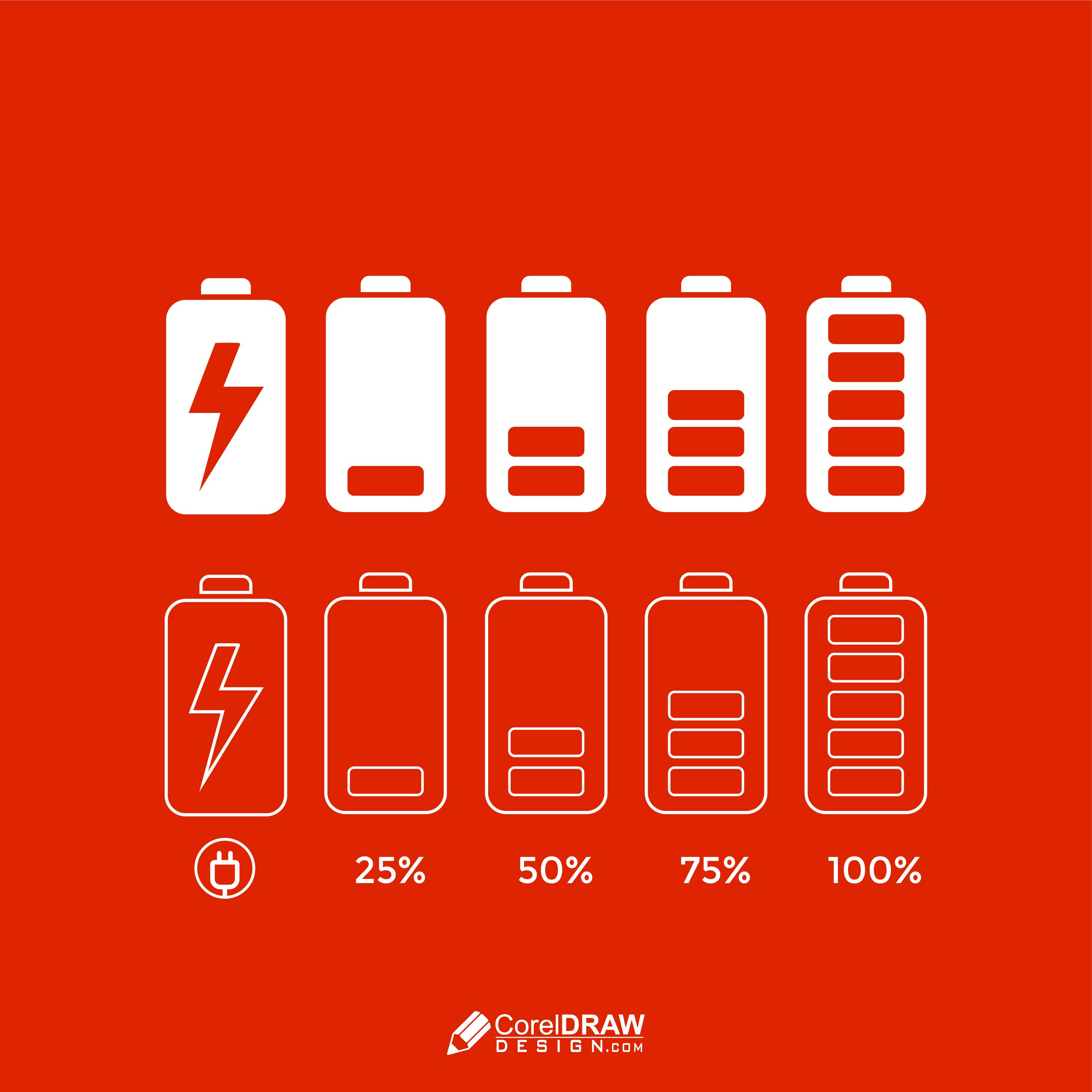 Abstract Battery Status Percentage Infographic