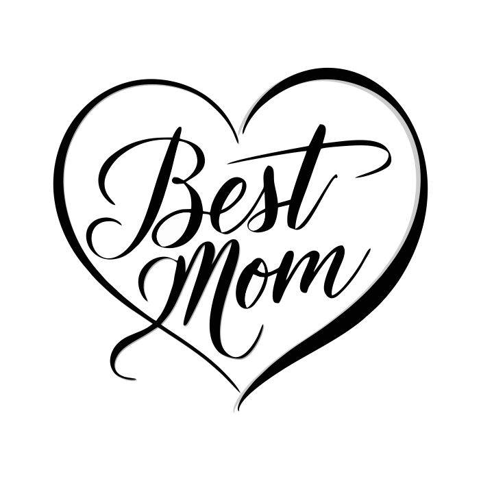 Abstract best mom heart vector sillouette vector free