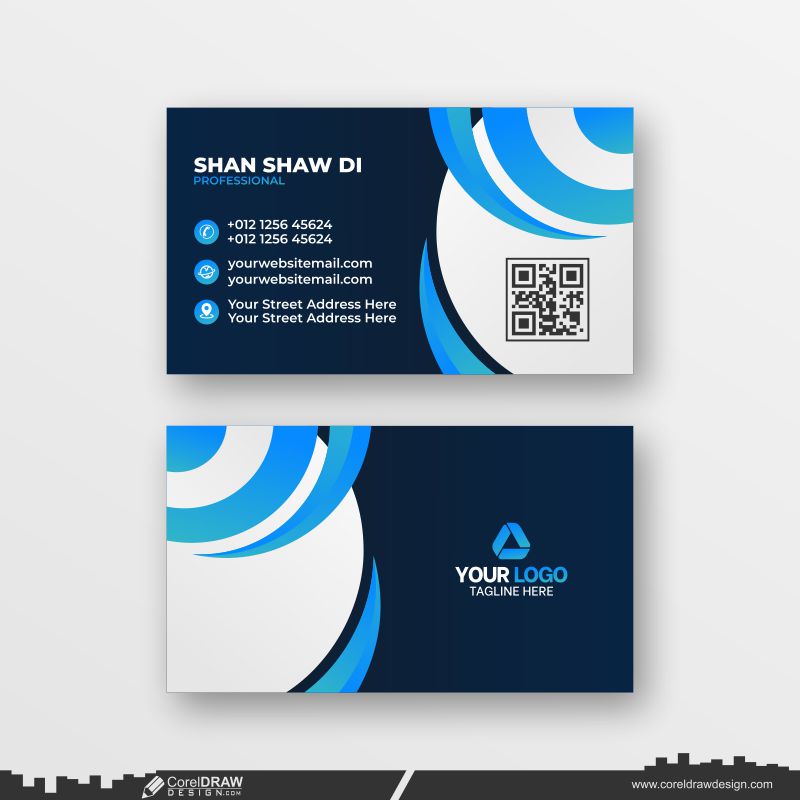 abstract blue business card dowanload design vector