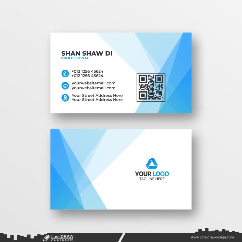 abstract blue transparency business card dowanload design vector