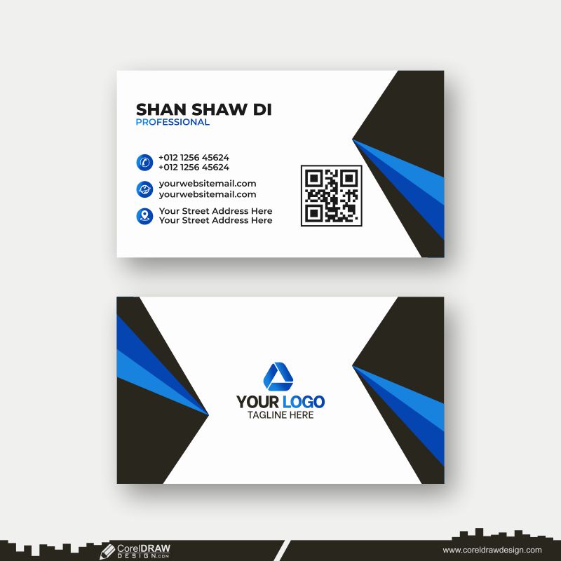 abstract blue & white business card design download