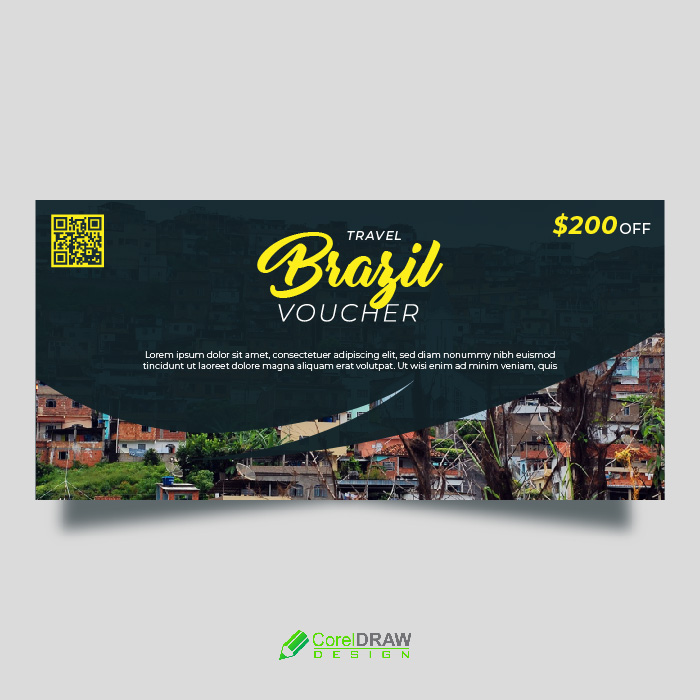 Abstract brazil travel agency gift voucher vector free