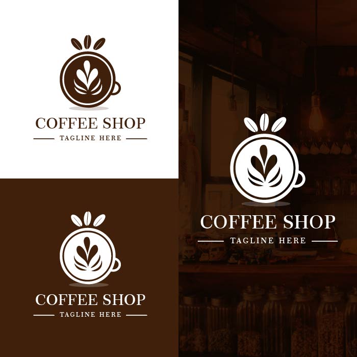 Abstract brown latte coffee shop logo vector