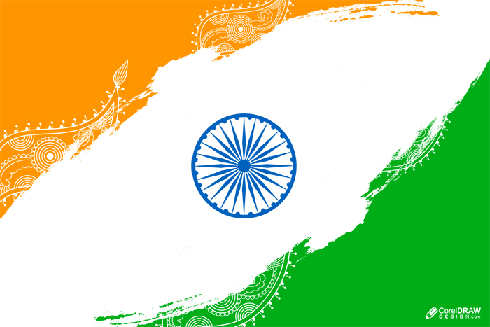 Abstract Brush stroke Indian Tricolor Flag free hd image