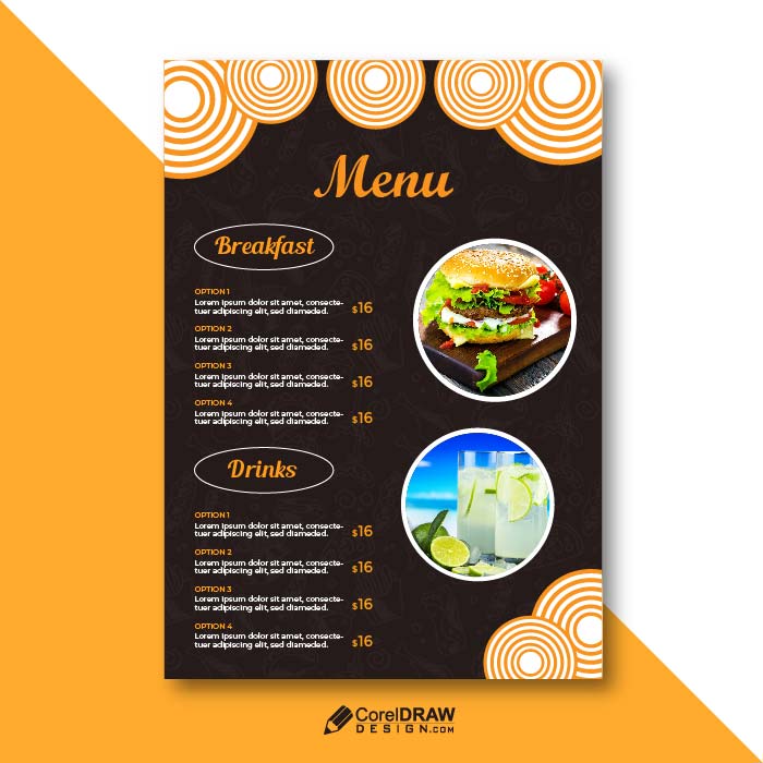 Abstract Circular elements simple Food Restaurant Menu Template vector