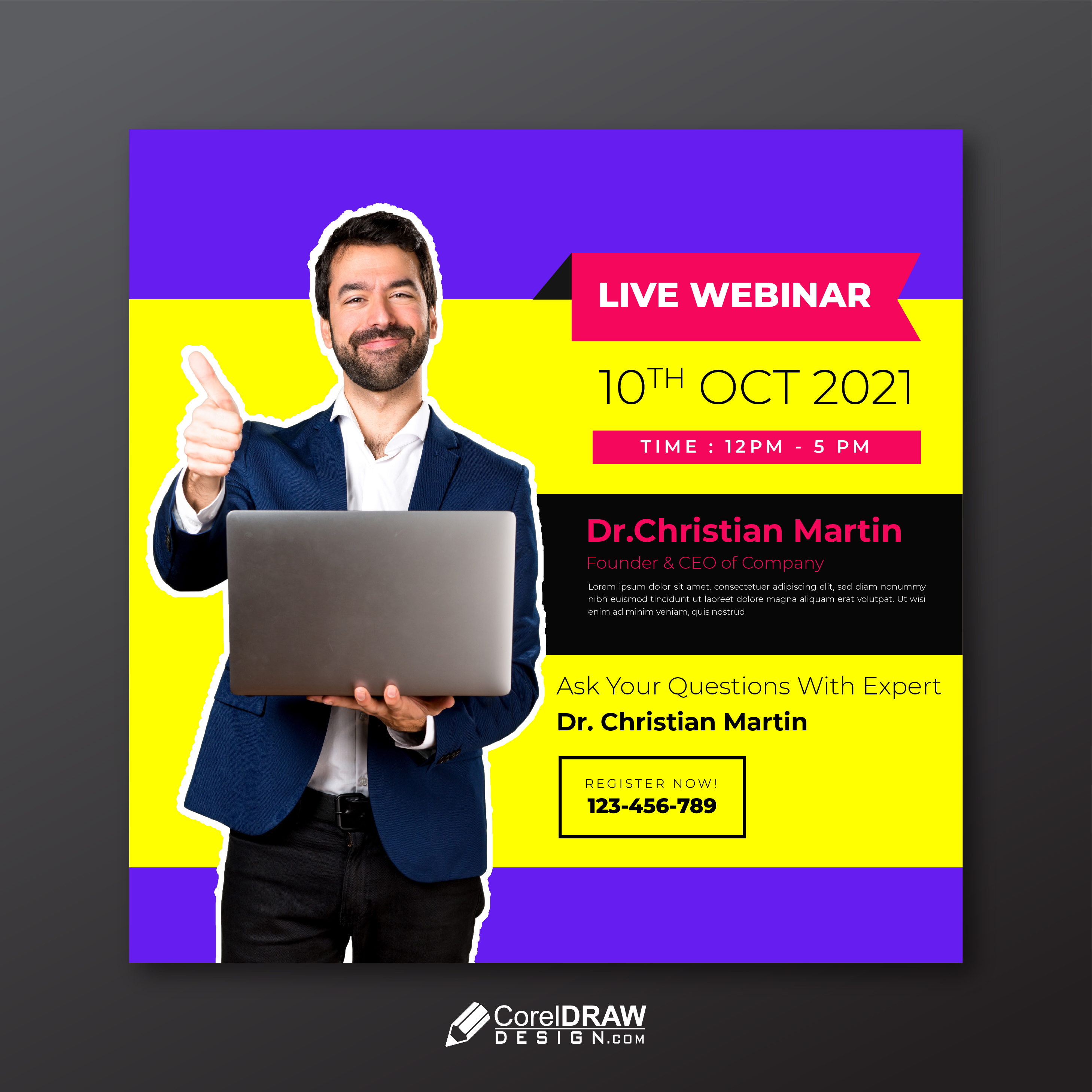 Abstract Colorful Live Webinar Social Media Banner Template