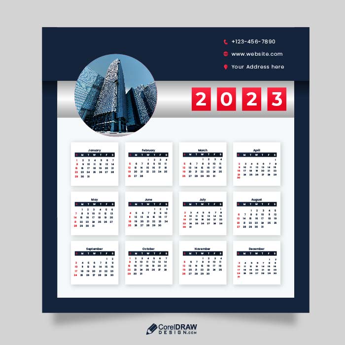 Abstract Corporate 2023 professional calendar vector