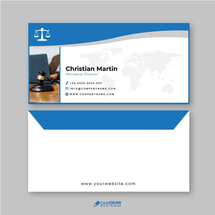 Abstract Corporate blue lawyer advocate Envelope Vector Template