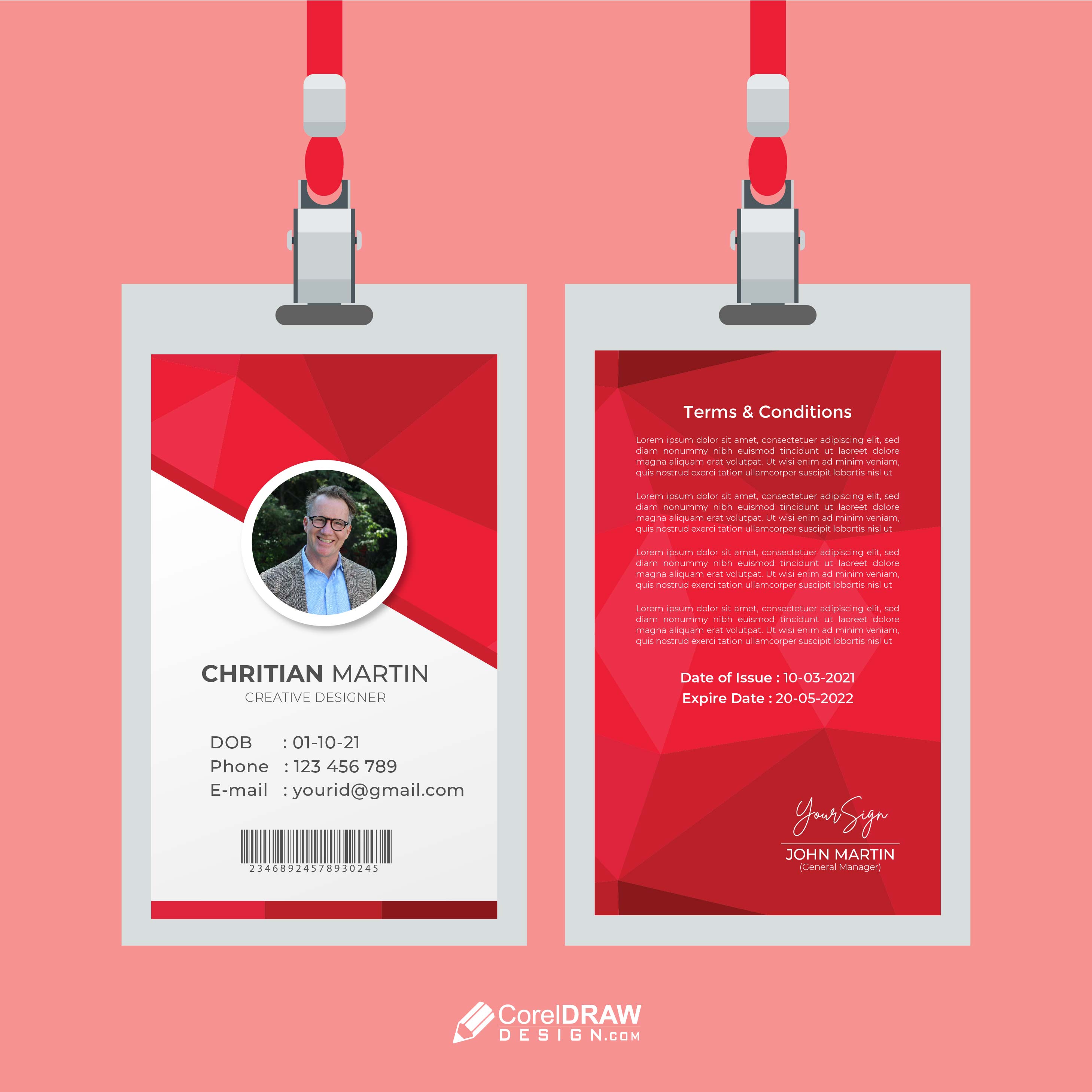 Download Abstract Corporate ID Card Template CorelDraw Design Download Free CDR Vector