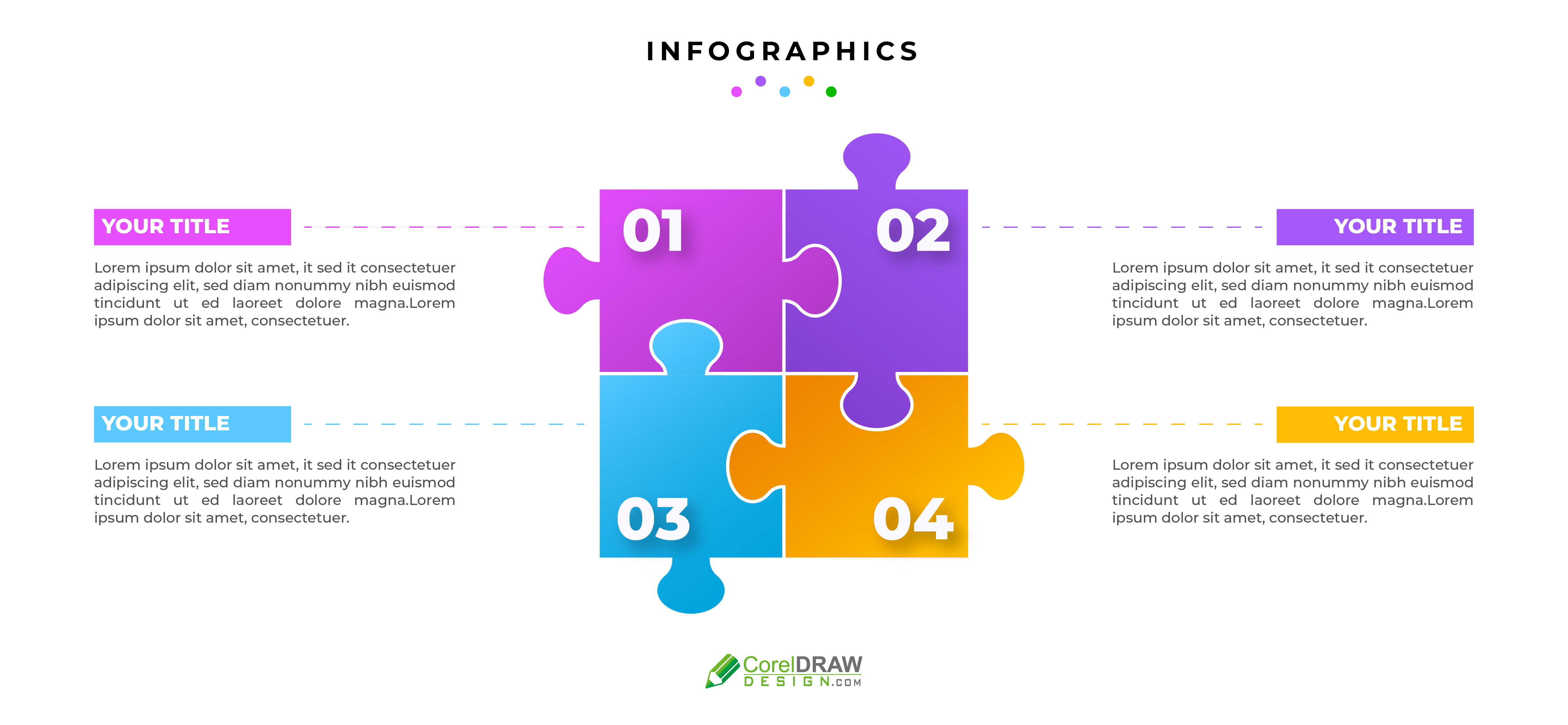Abstract Corporate Infographic Puzzle free vector template
