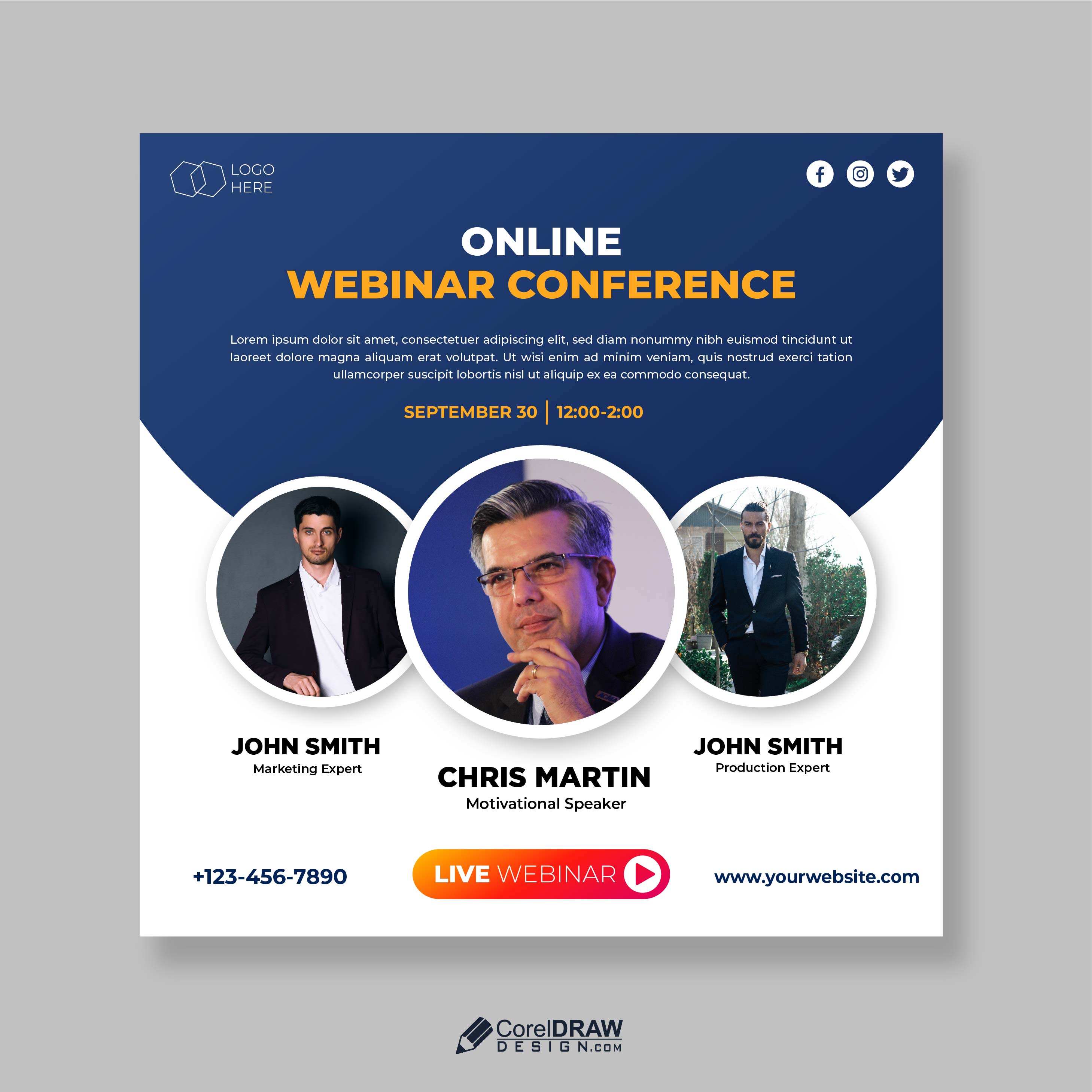 Download Abstract Corporate Live Webinar Poster Vector Template