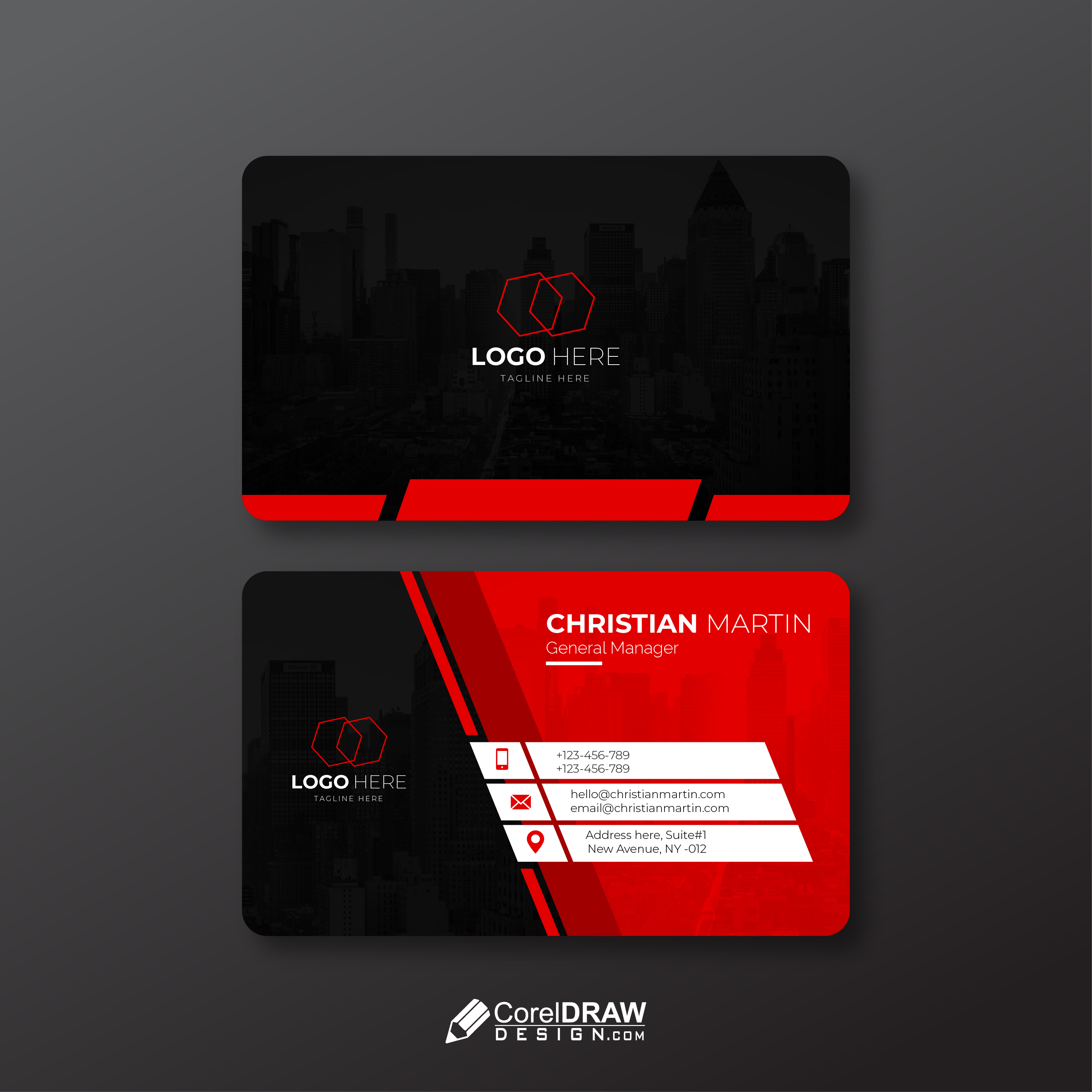 Abstract Corporate Red Professional Business  Card