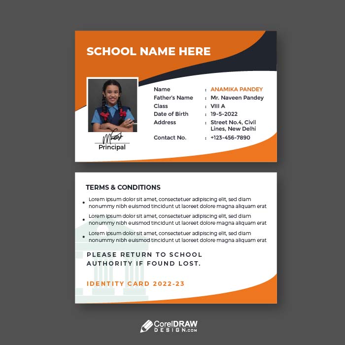 Abstract Corporate School Student id card Vector Template