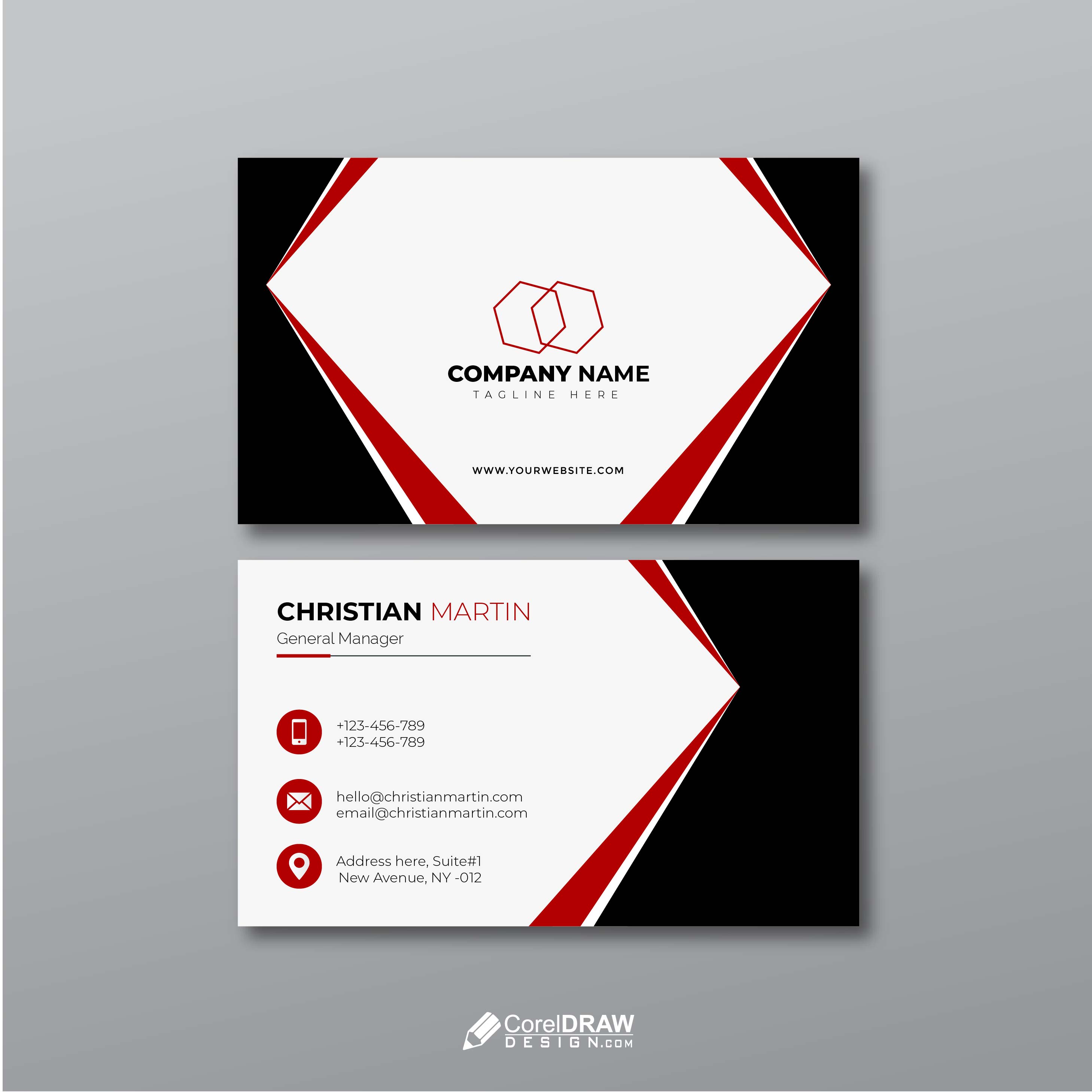 Abstract Diamond Shape Corporate Business Card Template